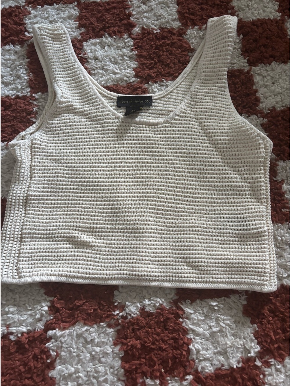 House of Harlow 1960 Cream Waffle Knit Crop Tank